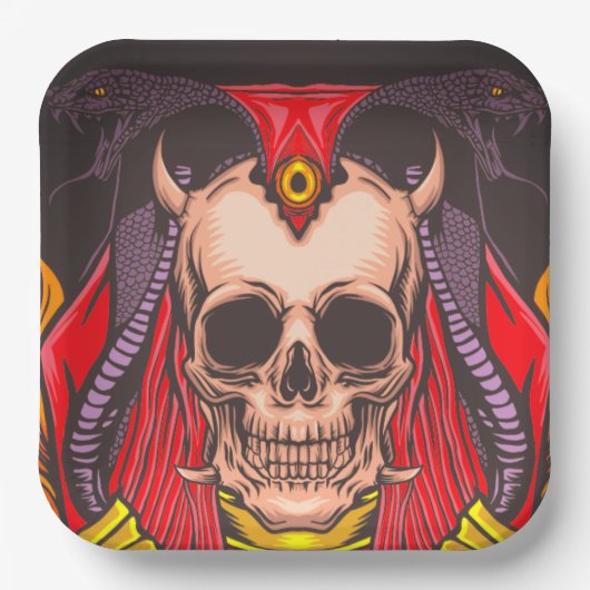 Künstlerischer Schädel Pappteller (Vorderseite)