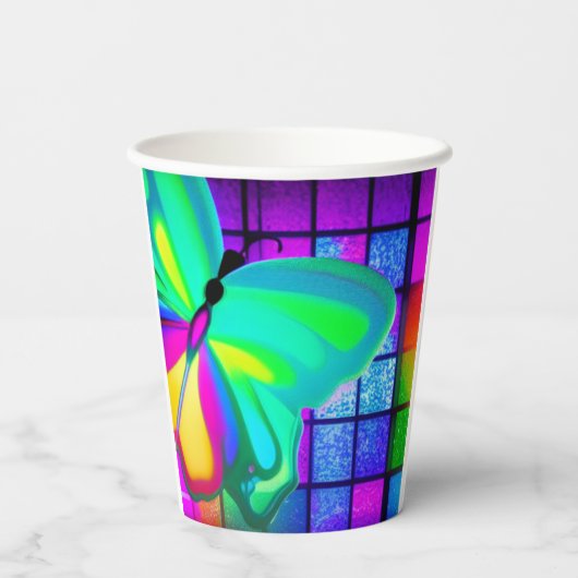 Künstlerischer Schmetterling Pappbecher (Rückseite)