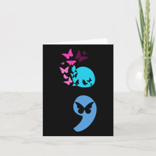 Künstlerischer Semicolon Butterfly Suizidverhütung Karte