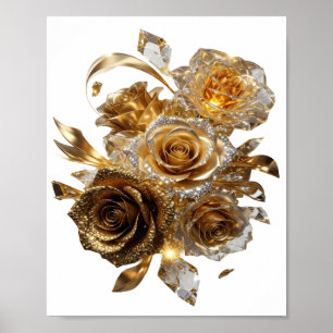 Künstlerischer Silber-GOLDENE ROSEN-Druck Poster