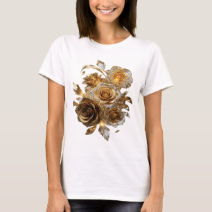 Künstlerischer Silber-GOLDENE ROSEN-Druck T-Shirt