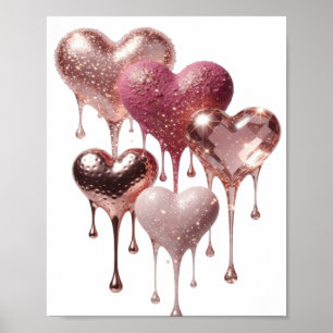 Künstlerischer Silber-HEARTS OF GLITTER-Druck Poster