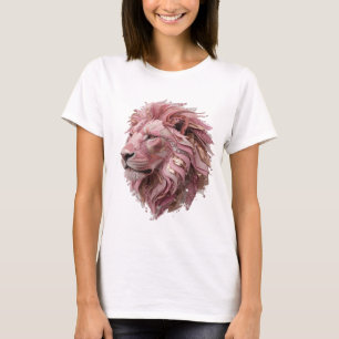 Künstlerischer silberner LÖWENKOPF – kühnes Design T-Shirt