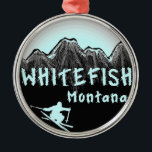 Künstlerischer Skifahrer Maräne-Montanas Silbernes Ornament<br><div class="desc">Künstlerischer Skifahrer Maräne-Montanas</div>