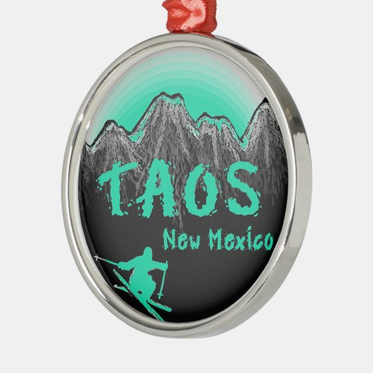 Künstlerischer Skifahrer Taos New Mexiko Ornament Aus Metall (Links)
