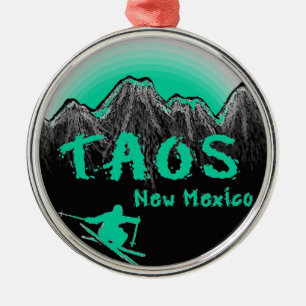Künstlerischer Skifahrer Taos New Mexiko Ornament Aus Metall