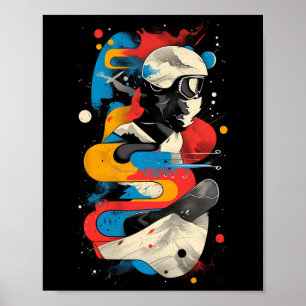 Künstlerischer Snowboarder auf Abstrakten Männern Poster