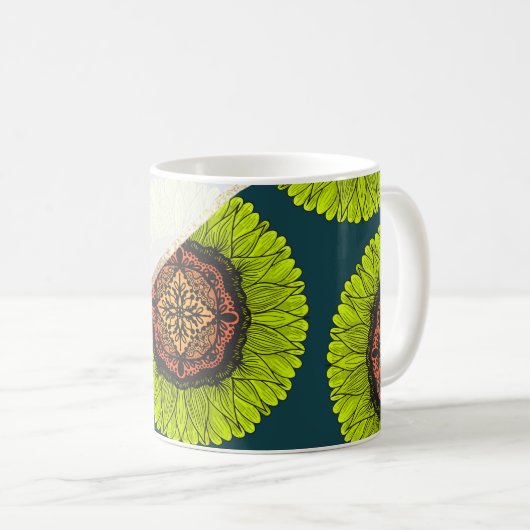 Künstlerischer Sommerneon Gelbe Spitzen Sonnenblum Kaffeetasse (VorderseiteRechts)