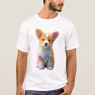 Künstlerischer Spritzer Corgi Welpe Männer T-Shirt