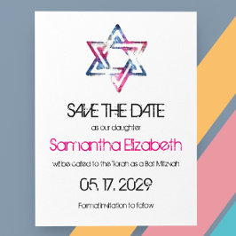 Künstlerischer Star von David Bar Bat Mitzvah Save Ankündigungspostkarte