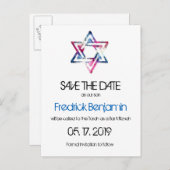 Künstlerischer Star von David Bar Bat Mitzvah Save Ankündigungspostkarte (Vorne/Hinten)