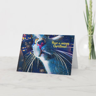 Künstlerischer Sternennacht-Stil Katzenkunst Weihn Feiertagskarte