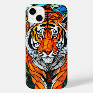 Künstlerischer Tiger Einzigartiges Bleiglasdesign iPhone 14 Plus Hülle