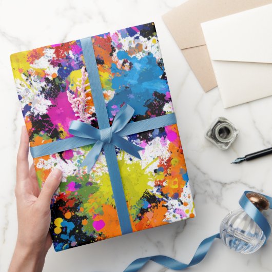 Künstlerischer Tintenspritzer Multifarben-Abstrakt Geschenkpapier (Schenken)