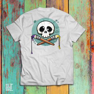 Künstlerischer Totenkopf mit gekreuzten Pinsel T-Shirt