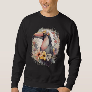 Künstlerischer Tukane Tropischer Vogel Blumenkrone Sweatshirt