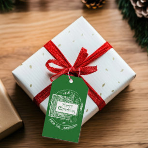 Künstlerischer Vintage Retro Frohe Weihnachten Ben Geschenkanhänger