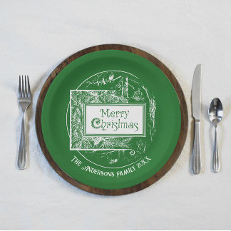 Künstlerischer Vintage Retro Frohe Weihnachten Cus Pappteller