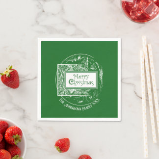 Künstlerischer Vintage Retro Frohe Weihnachten Cus Serviette