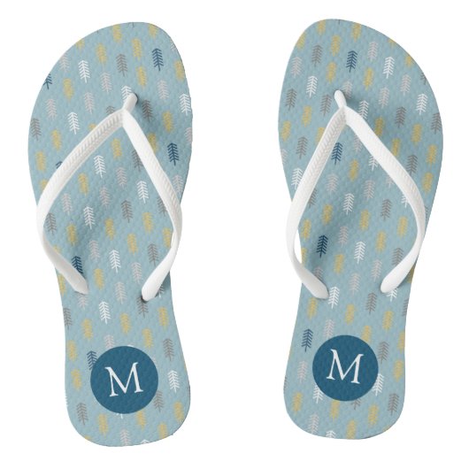 Künstlerischer Wald ⎥ Monogramm Flip Flops Badesandalen (Fußbett)