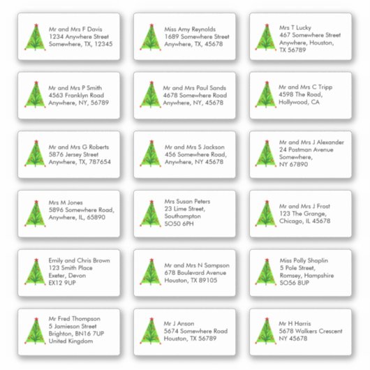 Künstlerischer Weihnachtsbaum 18 individuelle Name Aufkleber (Vorderseite)