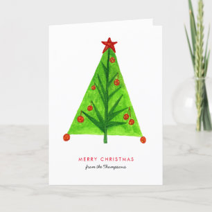 Künstlerischer Weihnachtsbaum Einfacher Text Frohe Feiertagskarte