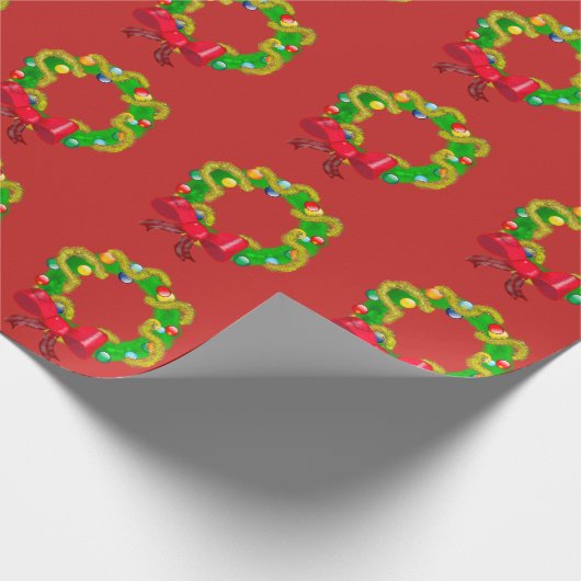 Künstlerischer WeihnachtsWreath - Personalizable Geschenkpapier (Ecke)