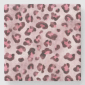 Künstlerischer Wildkatzenfell-Textur mit rosa Leop Steinuntersetzer (Vorderseite)