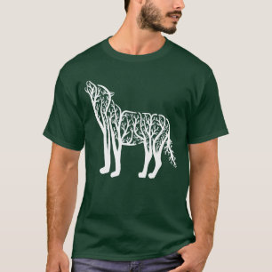 Künstlerischer Wolf Baum Tier Natur Herren T-Shirt