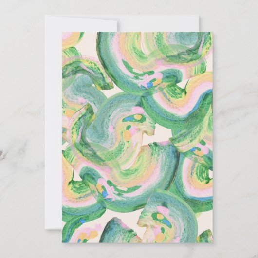 Künstlerisches Abstraktes grünes Brautparty Einladung (Rückseite)