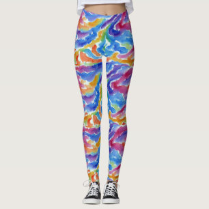 Künstlerisches Abstraktes Regenbogen Farbmuster Leggings