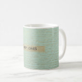 KÜNSTLERISCHES AQUA SILVER SKETCH STRIPED LINE PAT KAFFEETASSE (VorderseiteRechts)