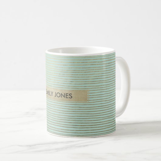KÜNSTLERISCHES AQUA SILVER SKETCH STRIPED LINE PAT KAFFEETASSE (VorderseiteRechts)
