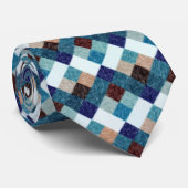 Künstlerisches Aquamarines blaubraunes Pixel-Quadr Krawatte (Gerollt)