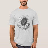 Künstlerisches B&W Sunflower T-Shirt (Vorderseite)