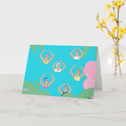 Künstlerisches Baden | Künstlerische Schwimmillust Karte (Gelbe Blume)