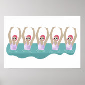 Künstlerisches Baden | Künstlerische Schwimmillust Poster (Vorne)