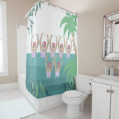 Künstlerisches Baden | Synchro Schwimmbad tropisch Duschvorhang (Beispiel)