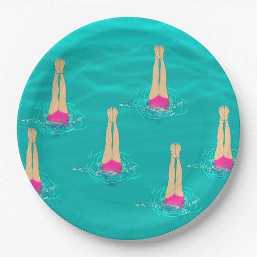 Künstlerisches Baden unter Wasser Pappteller (Vorderseite)