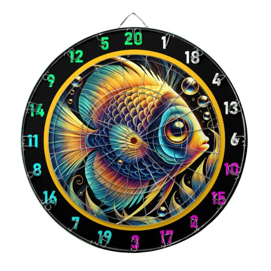 Künstlerisches Betta Bliss Dartboard Design Dartscheibe (vorne)