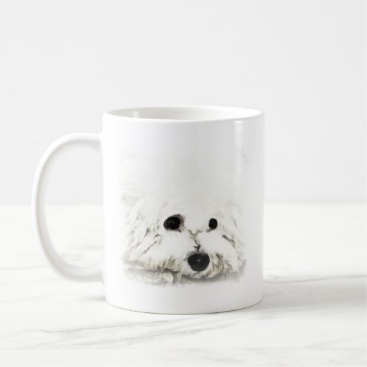 Künstlerisches Bichon Hauptaquarell Kaffeetasse (Links)