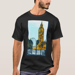 Künstlerisches Big Ben London Wahrzeichen Grafik T T-Shirt