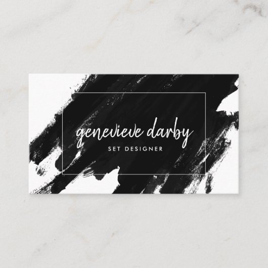 Künstlerisches Black Paint Stroke Script Abstrakt Visitenkarte (Vorderseite)