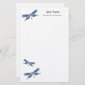 Künstlerisches blaues Dragonfly Linen Stationieren Briefpapier (Vorne/Hinten)