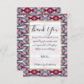 Künstlerisches blaurosa rotes Azteken-Farbmuster Dankeskarte (Vorne/Hinten)