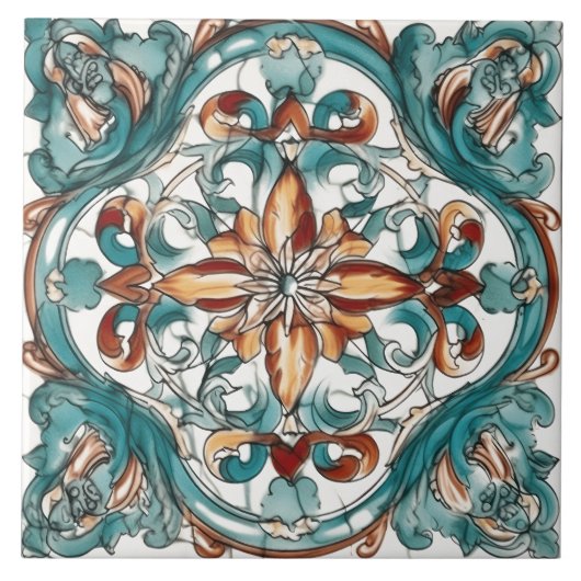 Künstlerisches Blumendesign auf dekorativen Fliese (Vorderseite)