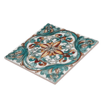 Künstlerisches Blumendesign auf dekorativen Fliese