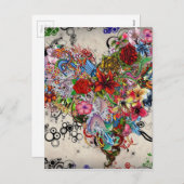 Künstlerisches Blumenherz Valentine Feiertagspostkarte (Vorne/Hinten)