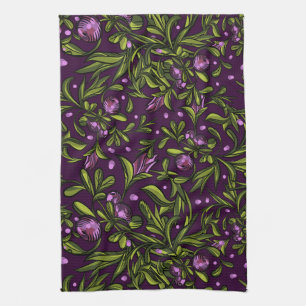 Künstlerisches Blumenmotiv: Lila Blüten Geschirrtuch