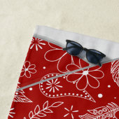 künstlerisches Blumenpaisley rotes Boho-Volleyball Strandtuch (Beispiel)